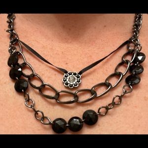 Sparkling flower chain necklace and earrings set